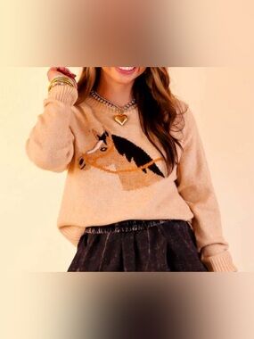 Simply southern Cream Horse Intarsia Crewneck Sweater